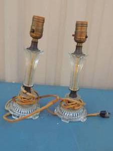 lot 153 image: 2 vintage 8 glass lamps no shades