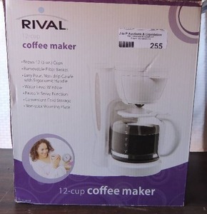 lot 255 image: RIVAL 12 cup Coffee Maker  NEW
