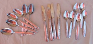 lot 300 image: Silverware lot - MWCO stainless Japan K. Community Silverware, and MORE