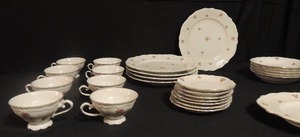 lot 311 image: Bavaria Western Germany China- one 13 platter, 7 saucers, 8 tea cups, 5 salad bowls, 5 dinner plates