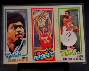 lot 9 image: 1980-81 TOPPS MINI TRI-CUT BASKETBALL - JEROME WHITEHEAD, ARTIS GILMORE, & CALDWELL JONES
