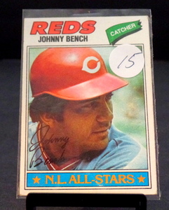 lot 15 image: 1977 TOPPS - JOHNNY BENCH ALL STAR CARD #70 - VG