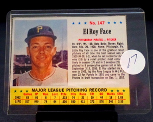lot 17 image: RARE 1963 Post Cereal Elroy Face #147 Baseball