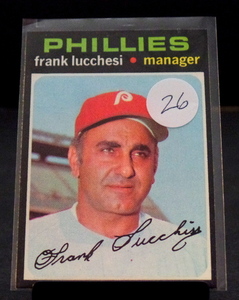 lot 26 image: 1971 Topps #119 Frank Lucchesi Philadelphia Phillies Manager Baseball Card EX-NM
