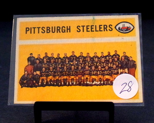 lot 28 image: 1960 Topps PITTSBURGH STEELERS # 102 FOOTBALL TEAM CHECKLIST Card EXC