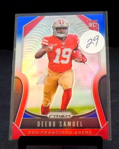 lot 29 image: 2019 Panini Prizm Deebo Samuel RC ROOKIE Red White Blue PRIZM San Fransisco 49ers