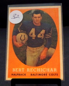 lot 32 image: 1958 TOPPS #74 BERT RECHICHAR COLTS EX - RED BACK