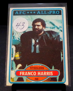 lot 43 image: 1980 Topps Football Franco Harris Pittsburgh Steelers - EX