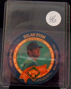 lot 46 image: RARE - NOLAN RYAN 1990 KING B Beef Jerky DISC #22 TEXAS RANGERS
