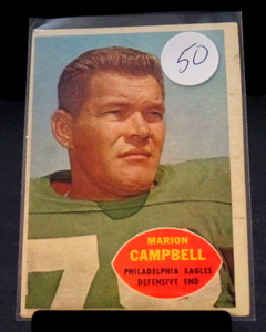 lot 50 image: 1960 MARION CAMPBELL - Topps Football Card - # 90 - PHILADELPHIA EAGLES