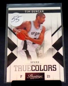 lot 55 image: 2010-11 Prestige True Colors TIM DUNCAN San Antonio Spurs Basketball Card #2