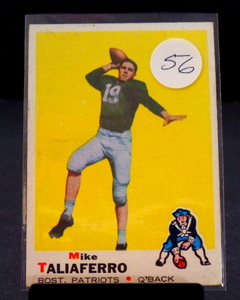 lot 56 image: 1969 Topps NFL football card #241 MIKE TALIAFERRO Boston Patriots EXMT