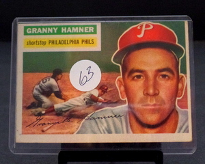 lot 63 image: VINTAGE 1956 Topps # 197 GRANNY HAMMER - Phillies (EX)