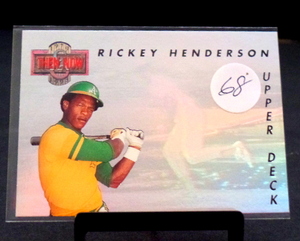 lot 68 image: RICKEY HENDERSON HOF 1993 UD THEN NOW - UPPER DECK SILVER -  EX-MT #TN3