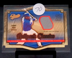lot 70 image: 2004 Fleer Authentix Ballpark Classics Jersey SAMMY SOSA #BC-SS - GAME WORNDIE CUT