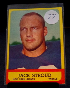 lot 77 image: VINTAGE 1963 Topps JACK STROUD New York Giants Short Print Card #53 - EX