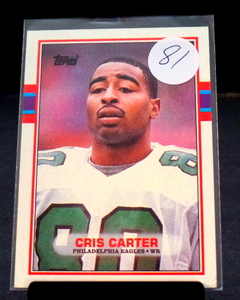 lot 81 image: 1989 Topps Football #121 CHRIS CARTER Philadelphia Eagles ROOKIE CARD - NM