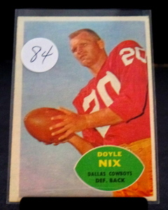 lot 84 image: 1960 Topps #39 DOYLE NIX CowboysSMU - VGEX - GREEN BACK