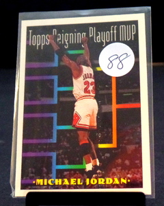 lot 88 image: 1993-94 Topps Reigning Playoff MVP MICHAEL JORDAN #199, Bulls, HOF