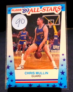 lot 90 image: 1989-90 FLEER ALL-STARS STICKER CHRIS MULLIN GOLDEN STATE WARRIORS #9 - HOF