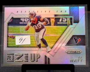 lot 91 image: 2017 Panini Prizm J.J. WATT Rize Up Silver Prizm #13
