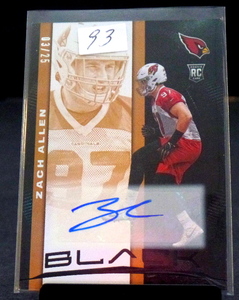 lot 93 image: RARE #D TO 25 - ZACH ALLEN 2019 PANINI BLACK ROOKIE AUTOGRAPH AUTO