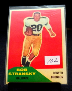lot 102 image: 1960 FLEER BOB STRANSKY DENVER BRONCOS OLD NICE FOOTBALL CARD