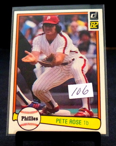 lot 106 image: 1982 Donruss Set Break #168 Pete Rose - Clean Card Hit King