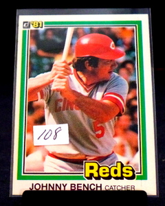 lot 108 image: 1981 Donruss #62 Johnny Bench Cincinnati Reds - NM