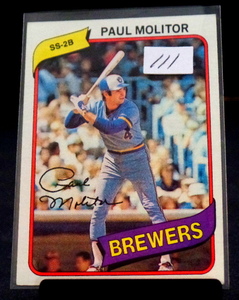 lot 111 image: 1980 Topps #406 Paul Molitor MILWALKEE BREWERS - NMMT