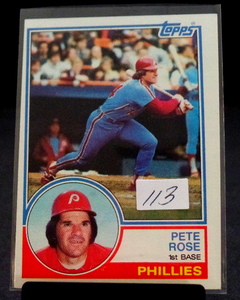lot 113 image: 1983 Topps #100 PETE ROSE   PHILADELPHIA PHILLIES  HOF