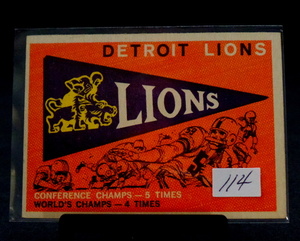lot 114 image: RARE 1959 Topps #139 Detroit Lions Pennant Team Card sharp corners NM