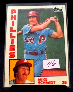 lot 116 image: 1984 Topps #700 Mike Schmidt Philadelphia Phillies HOF Baseball Card MT