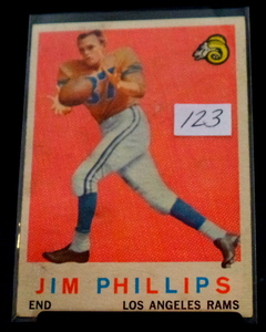 lot 123 image: VINTAGE 1959 Topps 142 Jim Phillips ROOKIE CARD - VG