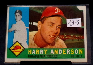 lot 133 image: VINTAGE 1960 TOPPS Baseball Card #285 HARRY ANDERSON Philadelphia Phillies