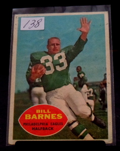 lot 138 image: VINTAGE 1960 Topps #84 Billy Bill Barnes (VGEX) Philadelphia Eagles