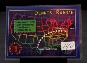 lot 140 image: 1993-94 Topps Stadium Club Frequent Flyer Points Dennis Rodman #2 HOF