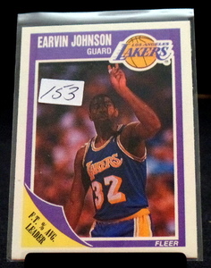 lot 153 image: 1989 Fleer Earvin Magic Johnson #77 Los Angeles Lakers HOF