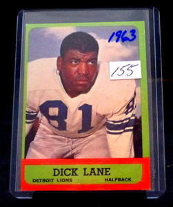 lot 155 image: VINTAGE 1963 Topps Football Dick Lane #32 Very Good Condition HOF