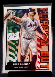 lot 156 image: 2020 Topps Big League PETE ALONSO Flipping Out Insert Mets #FO-6