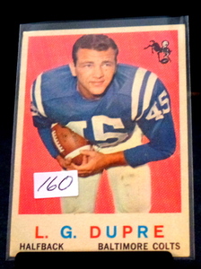 lot 160 image: 1959 L.G. DUPRE - Topps Football Card -# 163 - Baltimore Colts - Vintage