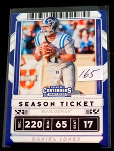 lot 165 image: 2020 Panini Contenders Draft Picks Daniel Jones Season Ticket Card #23 Giants
