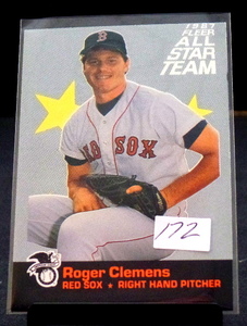 lot 172 image: ROGER CLEMENS 1987 FLEER ALL-STAR TEAM INSERT BASEBALL CARD-#11-RED SOX