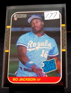 lot 177 image: 1987 Donruss Bo Jackson Rookie Card #35 Rated Rookie RC Kansas City Royals - VERY GRADEABLE