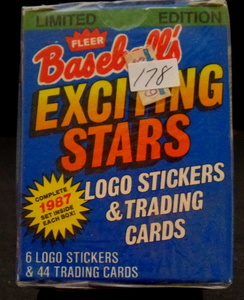 lot 178 image: 1987 Fleer Baseballs Exciting Stars Factory Sealed Complete Baseball 44 Card Set w stickers