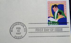 lot 191 image: 1997 Helping Children Learn 100th PTA 22kt Gold Golden Cover FDC replica Stamp