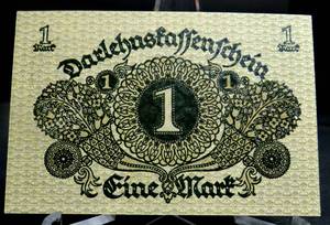 lot 199 image: Vintage Authentic 1920 Germany 1 Mark Bank Note - 100 Years Old - UNC
