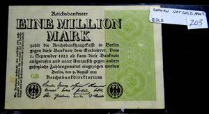 lot 203 image: RARE 1923 GermanGermany One1 Million Mark Banknote