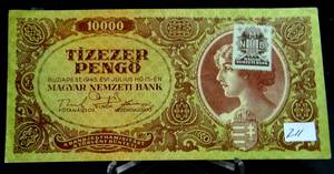 lot 211 image: RARE Hungary 10000 Pengo 1945 Soviet Occupation W STAMP