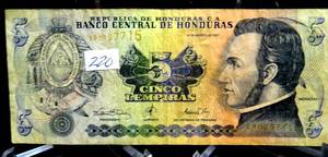 lot 220 image: Honduras, 5 lempiras, 2001, 2001-08-30